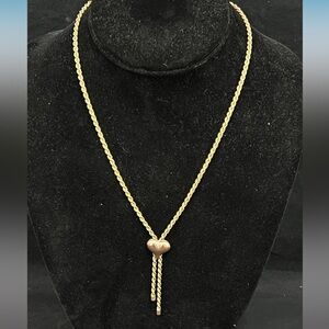10K Gold Rope Necklace , bolero with Heart pendant